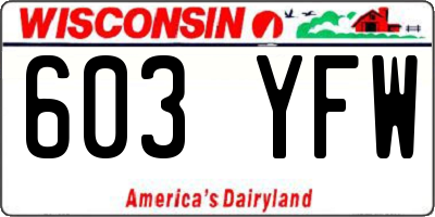 WI license plate 603YFW