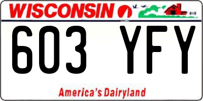 WI license plate 603YFY