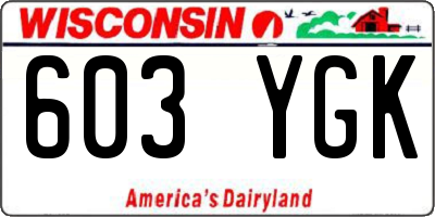 WI license plate 603YGK