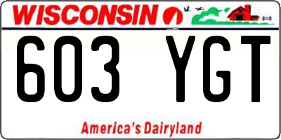 WI license plate 603YGT