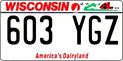 WI license plate 603YGZ