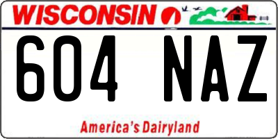 WI license plate 604NAZ