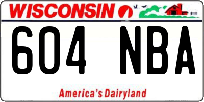 WI license plate 604NBA