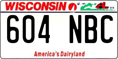 WI license plate 604NBC