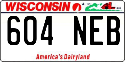 WI license plate 604NEB