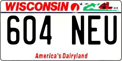 WI license plate 604NEU