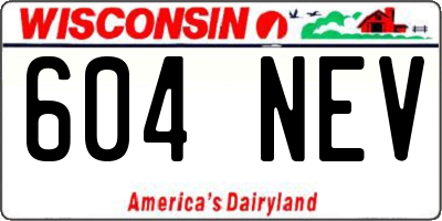 WI license plate 604NEV