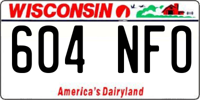 WI license plate 604NFO