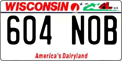 WI license plate 604NOB