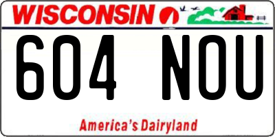 WI license plate 604NOU