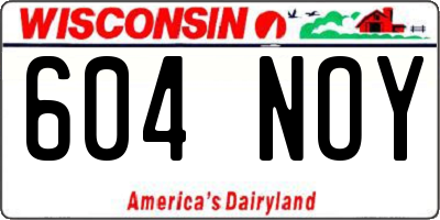 WI license plate 604NOY