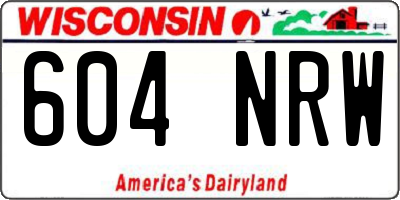 WI license plate 604NRW
