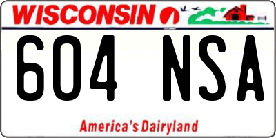 WI license plate 604NSA