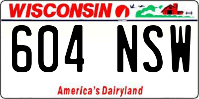 WI license plate 604NSW