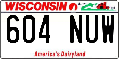 WI license plate 604NUW