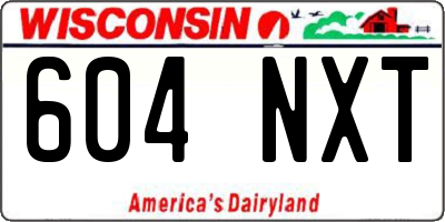 WI license plate 604NXT