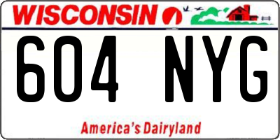 WI license plate 604NYG