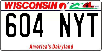 WI license plate 604NYT