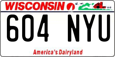 WI license plate 604NYU