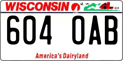 WI license plate 604OAB