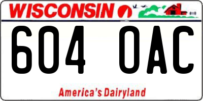 WI license plate 604OAC