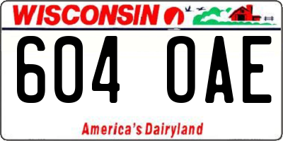 WI license plate 604OAE