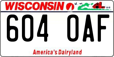 WI license plate 604OAF