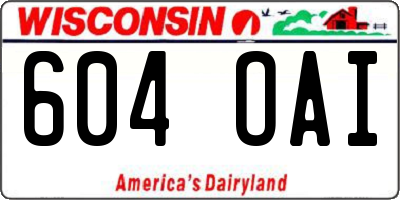 WI license plate 604OAI