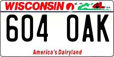 WI license plate 604OAK