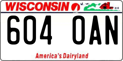 WI license plate 604OAN