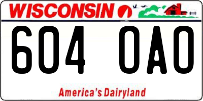 WI license plate 604OAO