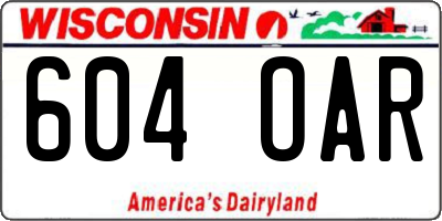 WI license plate 604OAR