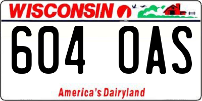WI license plate 604OAS