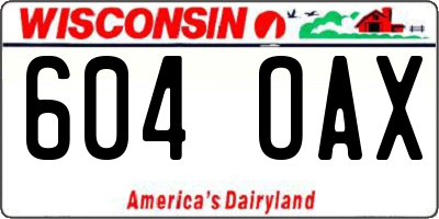 WI license plate 604OAX