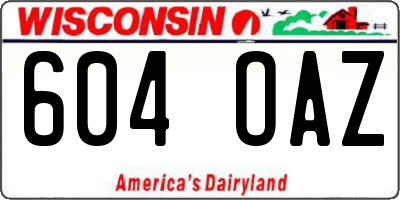 WI license plate 604OAZ