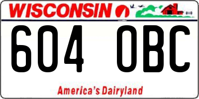 WI license plate 604OBC