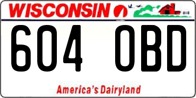 WI license plate 604OBD