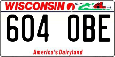 WI license plate 604OBE