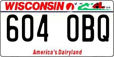 WI license plate 604OBQ