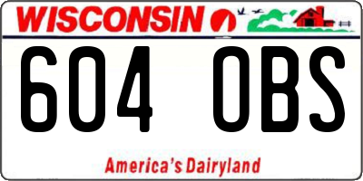 WI license plate 604OBS
