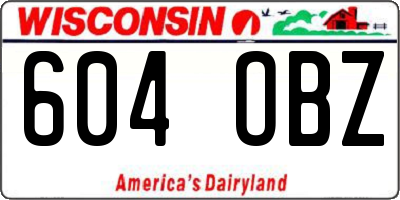 WI license plate 604OBZ