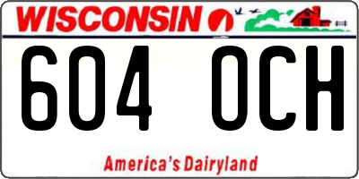 WI license plate 604OCH