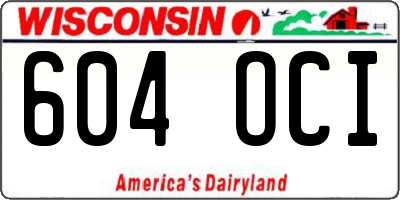 WI license plate 604OCI