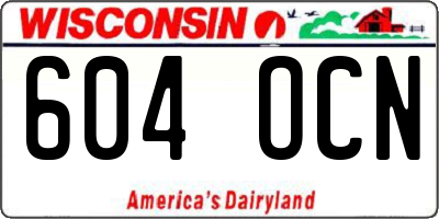 WI license plate 604OCN