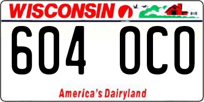 WI license plate 604OCO