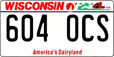 WI license plate 604OCS