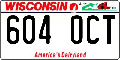 WI license plate 604OCT