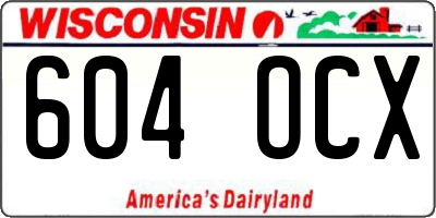 WI license plate 604OCX