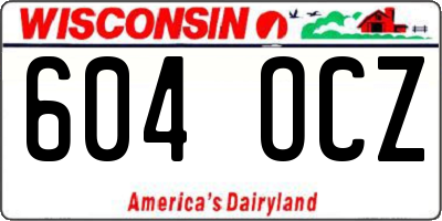 WI license plate 604OCZ