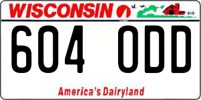 WI license plate 604ODD